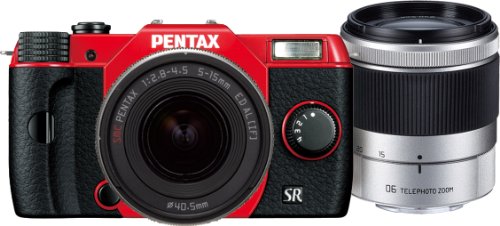 【中古】「ほぼ新品」PENTAX デジタルミラーレス一眼 Q10 ダブルズームキット [標準尺度望遠レンズ 02 STANDARD ZOOM ・望遠望遠レンズ 06 TELEPHOTO ZOOM] 赤いこと Q10 WZOOMKIT RED 12 デジタルカメラ-ミラーレス一眼カメラ-カメラ・ビデオカメラ・光学機器