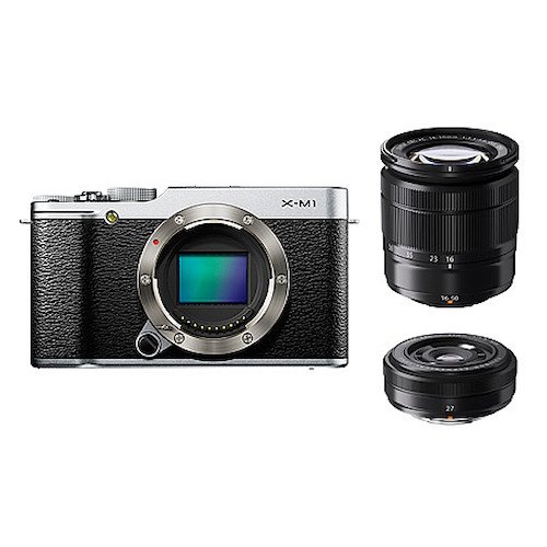【中古】FUJIFILM ミラーレス一眼カメラ X-M1 Wレンズキット ズームレンズ付属 1630万画素APS-C シルバー F X-M1S/1650/27KIT｜オマツリライフ別館 157,290円