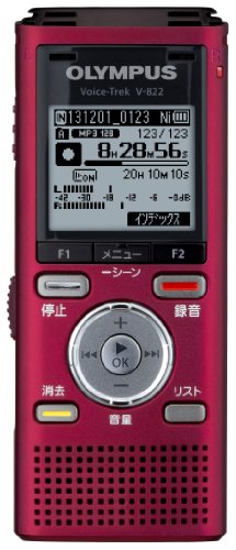 【中古】「非常に良い」OLYMPUS ICレコーダー VoiceTrek 4GB リニアPCM対応 MicroSD対応 RED レッド V-822