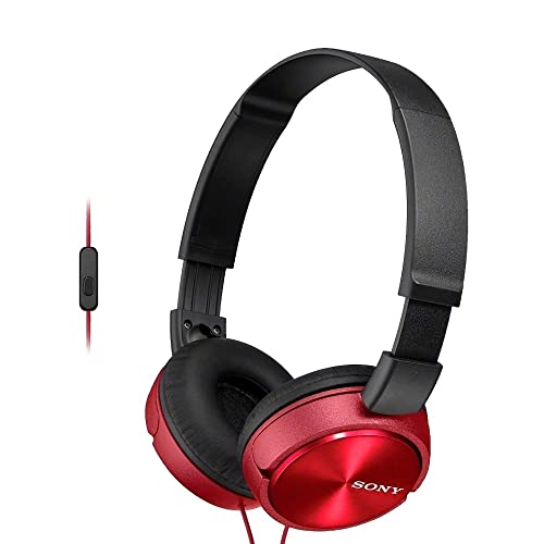 【中古】Sony Foldable Headphones with Smartphone Mic and Control - Metallic Red