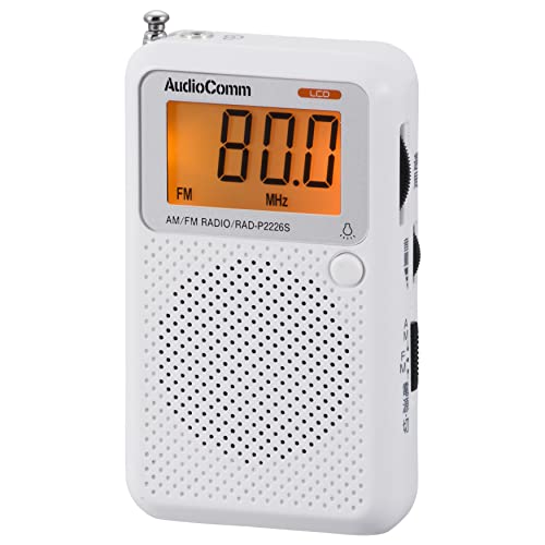 【中古】「未使用品」オーム電機AudioComm ラジオ 液晶表示 ポケットラジオ 携帯ラジオ ワイドFM ホワイト RAD-P2226S-W 07-8855 OHM