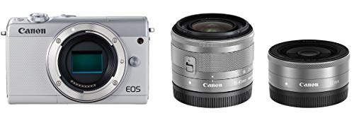 【中古】Canon ミラーレス一眼カメラ EOS M100 ダブルレンズキット ホワイト EOSM100WH-WLK|オマツリライフ別館