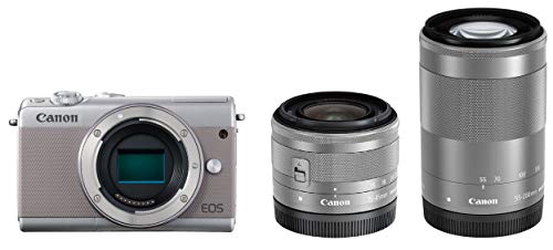 【中古】「非常に良い」Canon ミラーレス一眼カメラ EOS M100 ダブルズームキット グレー EOSM100GY-WZK