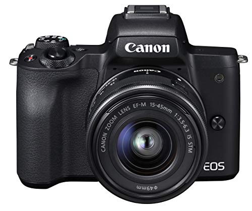 【中古】Canon ミラーレス一眼カメラ EOS Kiss M 標準ズームキット ブラック EOSKISSMBK-1545ISSTMLK｜オマツリライフ別館