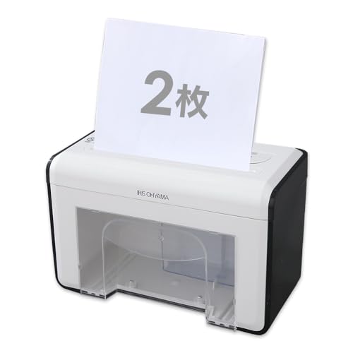 【中古】アイリスオーヤマ シュレッダー 家庭用 卓上 クロスカット 細断枚数2枚 CD/DVD/カード細断可能 連続使用5分 ダストボックス3.6L コンパクト P2HT ホワイト/ブラック