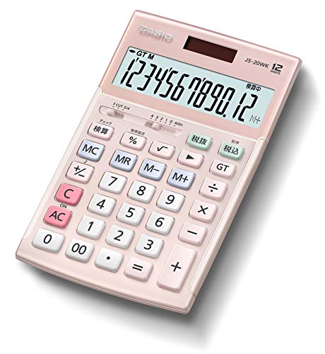 【中古】「ほぼ新品」カシオ 本格実務計算器 12桁 検算役立つこと 緑であること買いもとめる法其れ相応 ジャスト手合い サクラ色 JS-20WK-PK