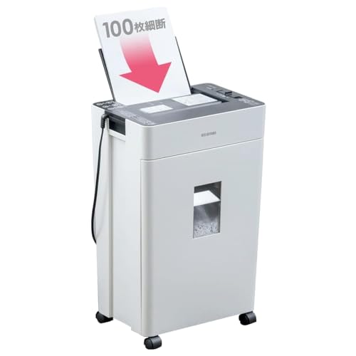 【中古】「未当てはめる品」アイリスオーヤマ オートフィードシュレッダー シュレッダー お役目用 マイクロ取りすてる マイクロクロスカット 2×10粍 自動小銃細断最大限度100枚 A4質問用紙最大限度500枚納める砂ぼこりボックス席 AFSR100M 白いこと