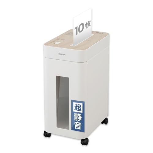【中古】「未当て嵌める品」【静音手合い】アイリスオーヤマ シュレッダー 身寄り用/御役目用 静音 差し交わすとり捨てる 最大限度細断枚数10枚 定格細断枚数8枚 定格当て嵌める第四次元10分 紙くずかご電気容量17L A4質問用紙約180枚封じこめる 細断す早さ約2.0m/分 45d