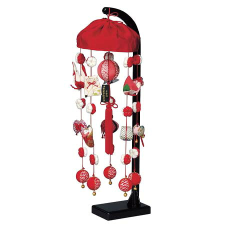 つるし飾り つるし雛 お祝い飾り 送料無料 [ 正絹小雪 (小) スタンド付 高さ47cm ]