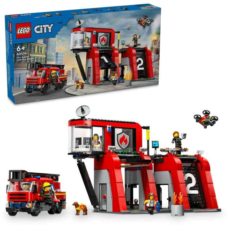 レゴ(LEGO) シティ ファイヤーハウスと消防自動車 手あそび 手あそび 生まれ落ちる日 差し上げ物 立ちはだかる 知育 お坊っちゃん お嬢さん ちびっ子 6歳 7歳 8歳 9歳 車駕 車 ミニカー 60414