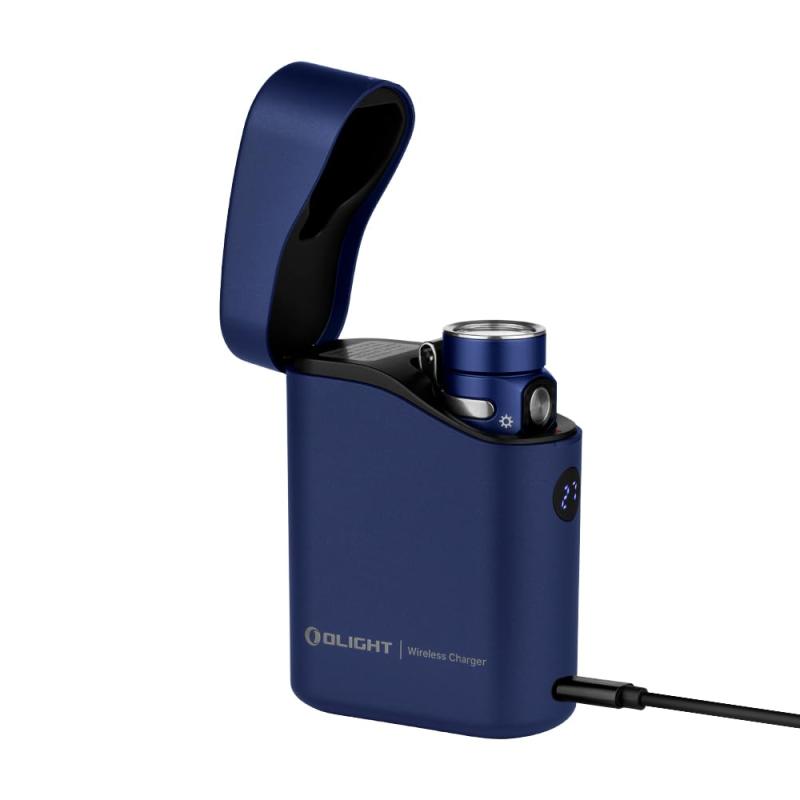 OLIGHT(オーライト) Baton 4 Kitフラッシュライト 1300ルーメン 充電ケース付き 小型 強力 無段階調光 懐中電灯 ハンディライト 充電式 キャンプ用 釣り用 登山用 軽量 IPX8防水 防災 停電対策 (ブル