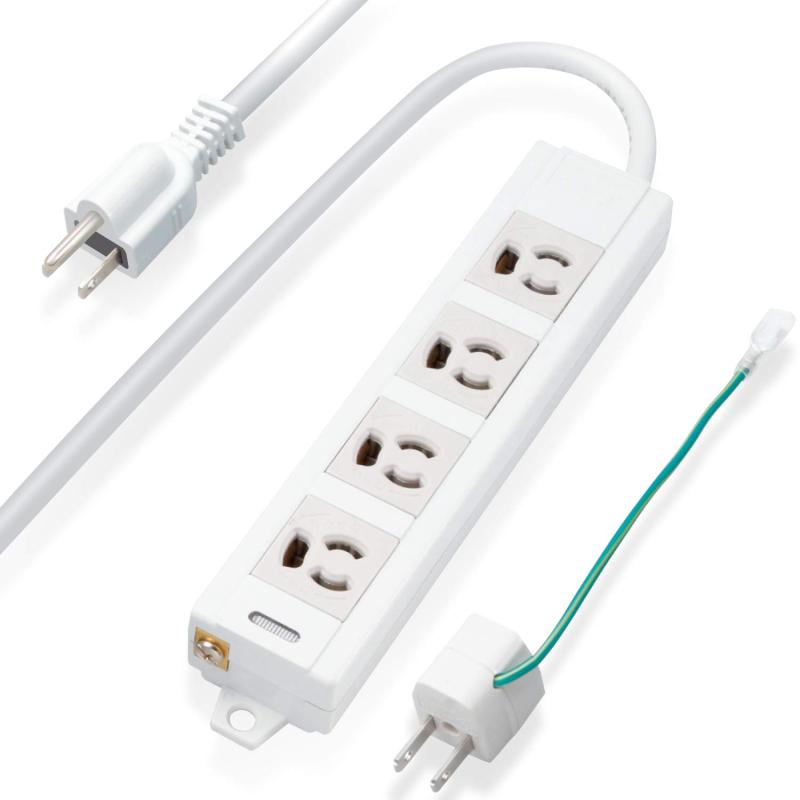 エレコム 電源タップ マグネット付 抜け止めコンセント 壁取付用固定フック付 3P-2P変換アダプタ付 4個口 10m T-ECOH34100NM グレー