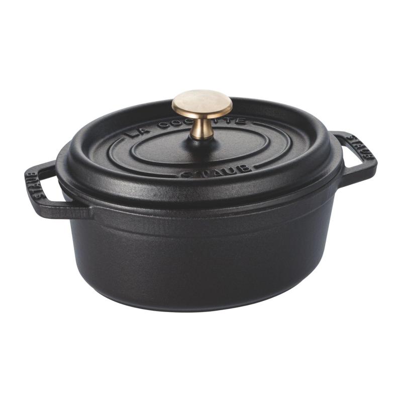 staub ストウブ 「 ピコ ココット オーバル ブラック 17cm 」 小さい 両手 ホーロー 鍋 IH対応 La Cocotte Oval 40509-482|シオカゼ商店