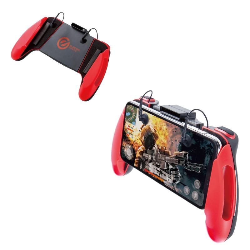 エレコム 荒野行動/PUBG Mobile スマホ用ゲームコントローラー 2ボタン&グリップ 4.7~6.5インチ iPhone/Android レッド P-GMG2B01RDT画像