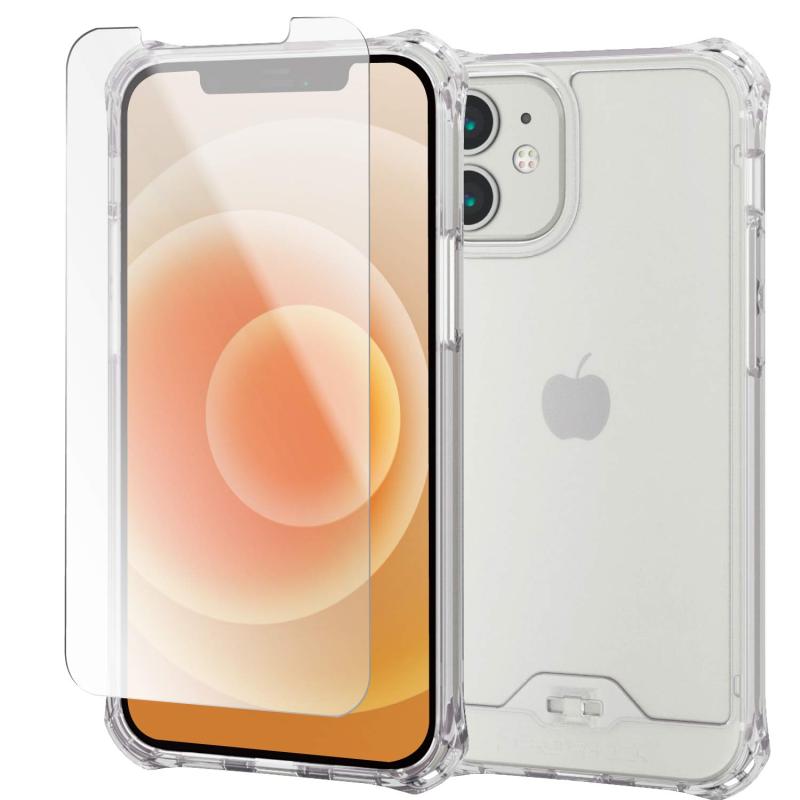 【ケース・フィルムセット】 エレコム iPhone 12 mini ケース Qi充電対応 ハイブリッド ZEROSHOCK インビジブル ガラスフィルム付き クリア エレコム 簡易パッケージ PMWA20AZEROT2CR画像