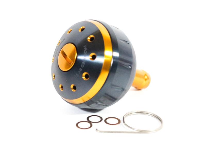 シマノ(SHIMANO) 完全無欠 木管部分品 夢屋 軽銀ラウンド型パワーハンドルノブ 黒いこと/ゴールド M大きさノッブ TypeB用