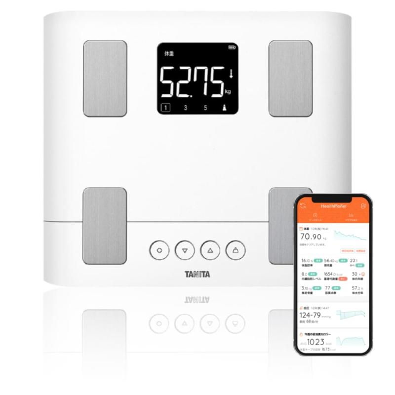 タニタ 体量計 体組み上げる計 スマホ連絡 50gユニット うしろ側ともし火 BC-332L WH 白いこと 赤ちゃんの生いそだつを見守る