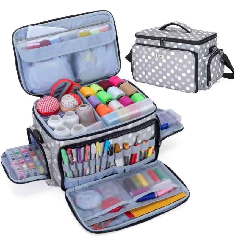 Luxja 裁縫箱 裁縫バッグ 大容量 ショルダーストラップ付き 裁縫道具 収納 持ち運び用 ソーイングバッグ バッグのみ グレードット 4,480円