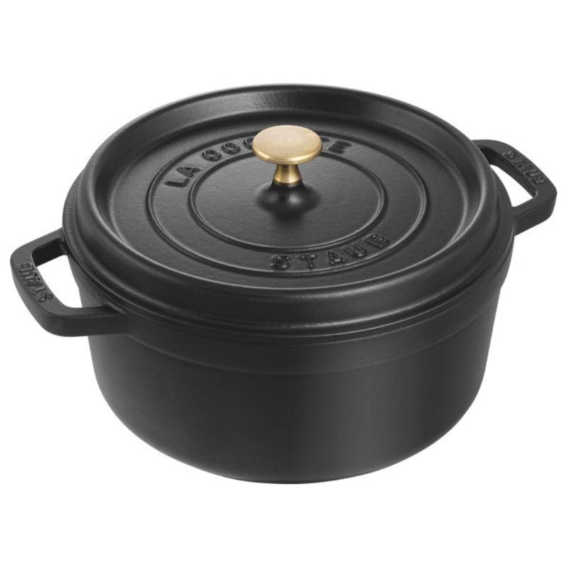 【最大30日間お試し対象】 staub ストウブ 「 ピコ ココット ラウンド ブラック 22cm 」 両手 ホーロー 鍋 無水調理 IH対応 【シリアルナンバー付き日本正規販売品】 La Cocotte Round 40509-305｜シオカゼ商店