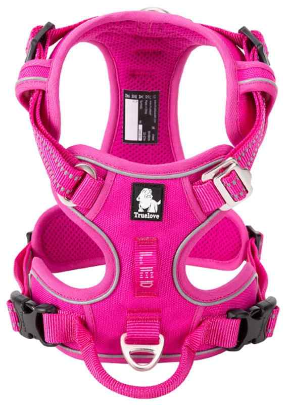 cocomall 2020新型 犬用ハーネス 犬用胴輪 ドッグ ペット用品 ハーネス 3M反射材料 訓練 ナイロン製 小型犬、中型犬、大型犬に向け 通気性 調節可能 (L, ピンク)