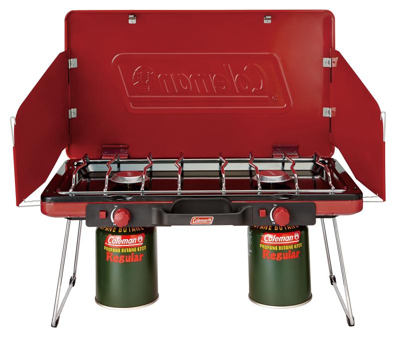 Coleman(コールマン) バーナー パワーハウスLPツーバーナーストーブ2 レッド 2000021950  キャンプ アウトドア BBQ 防災 自動点火装置付き 2口コンロ ハイパワー 軽量薄型コンパクト