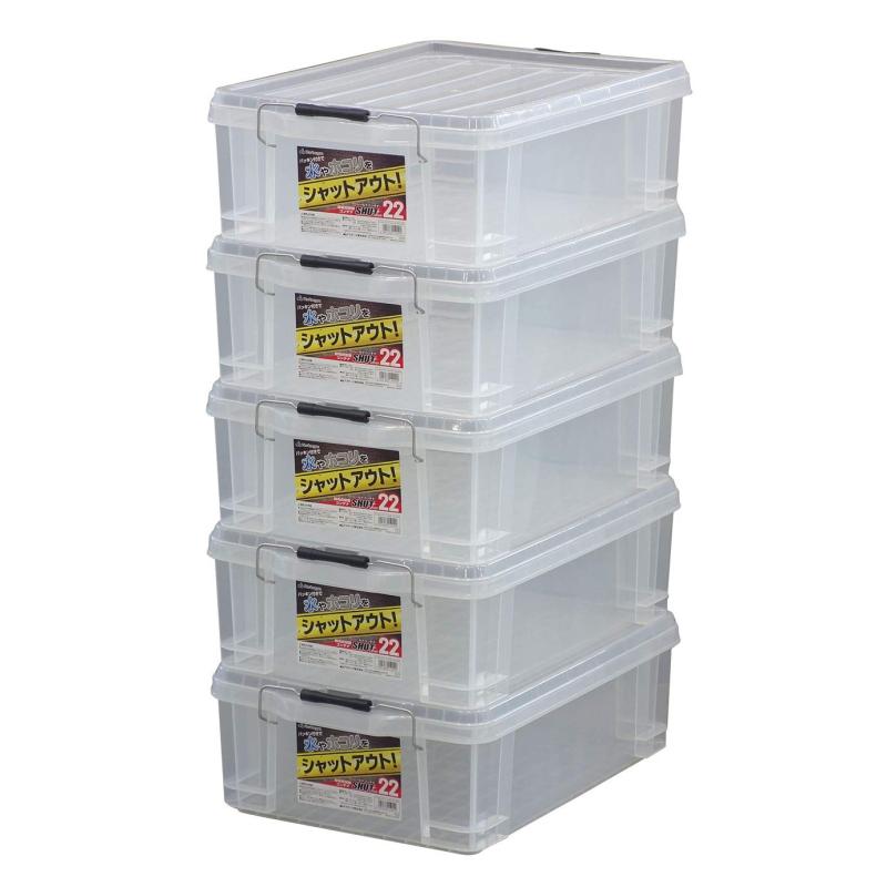 JEJアステージ 収納ボックス シールドコンテナ シャット 22 奥行54.5×高さ17.8×幅37.9cm 5個セット DIY 収納 コンテナ 小物 ガレージ アウトドア レジャー