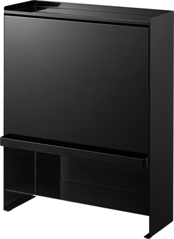 山崎実業(Yamazaki) 【 完成品 】 前が開く 隠せる 調味料ラック ブラック 約W38×D16.3×H49.2cm タワー tower 大容量 コンロ横 キッチンラック 汚れをガード 2010|シオカゼ商店