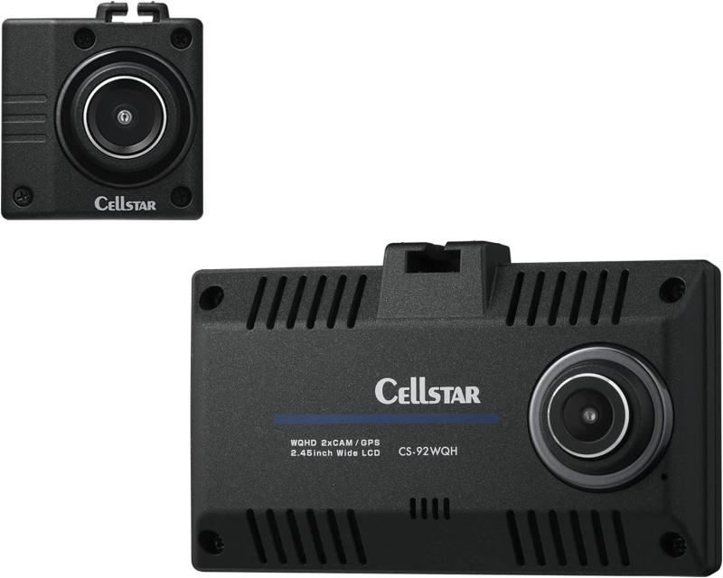 セルスター ドライブレコーダー 前後2カメラ CS-92WQH 370万画素/370万画素 WQHD HDR STARVIS 2.45インチ microSD(64GB)付 駐車監視機能 安全運転支援機能 GPSお知らせ機能(データ更新無料) 日本製 C