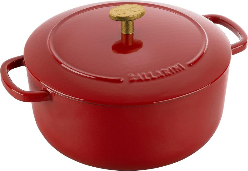 Ballarini バッラリーニ 「 ベラモンテ ラウンド 22糎 ポモドーロレッド 」 両手なべ 鋳込み ホーロー鍋 IH相応う  Z1023-629