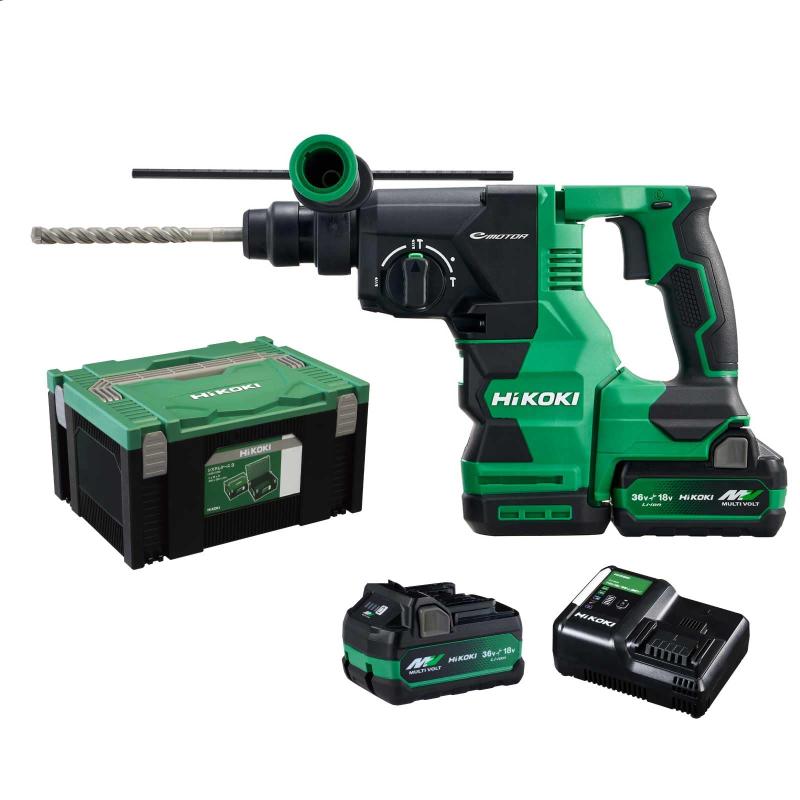 HiKOKI(ハイコーキ) 18V ロータリーハンマドリル DH1826DA 2.5Ahバッテリー2個・充電器・システムケース3付き SDSプラスシャンク 3モード切替 軽ハツリ可能 最大穴あけ能力コンクリート26mm 集じん