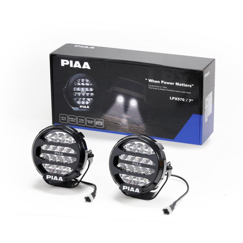PIAA(ピア) 後付けランプ LED 5500K 【LPX570シリーズ】 12V 42W 6700lm Driving配光 丸型 IP68対応 2個入 DKX575E｜シオカゼ商店