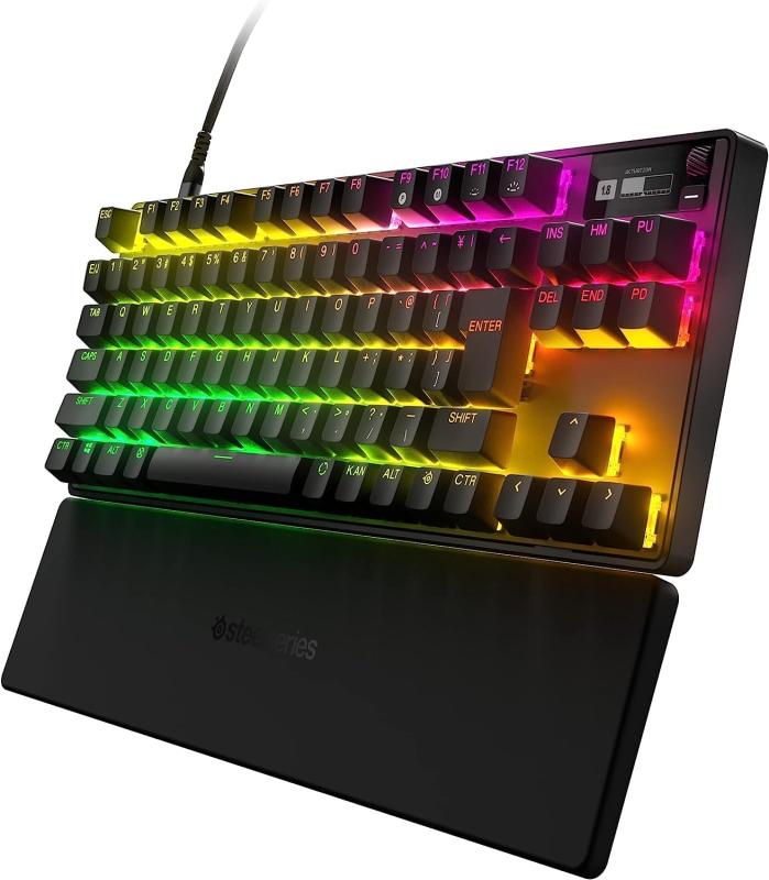SteelSeries ラピッド銃の引き金 積み上げる ゲーミングキーボード テンキー受け答え 有線 日本語取り合わせ OmniPoint取り替えっこ 有機EL見せびらかす積み上げる Apex Pro TKL (2023) 64861 黒いこと
