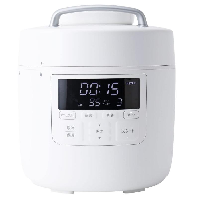 シロカ 自動減圧機能付き電気圧力鍋 おうちシェフ PRO [スマートプレッシャー技術(高圧力95Kpa×自動減圧)/1台10役/レシピ本付き/かしこい予約プログラム/発酵/甘酒/電気圧力鍋] SP-2DM251 ホワイ