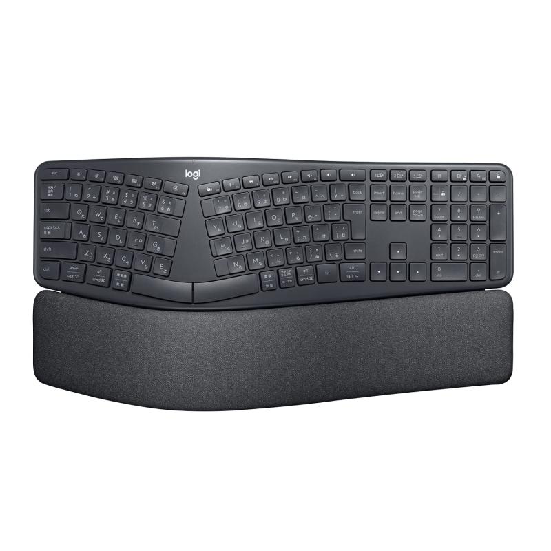 ロジクール ERGO K860 エルゴノミック スプリット キーボード bluetooth Unifying Windows Mac ワイヤレスキーボード ワイヤレス 無線 パームレスト グラファイト｜シオカゼ商店