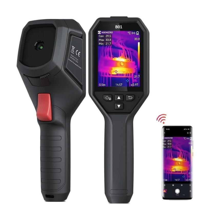 HIKMICRO B01 サーモグラフィー 256 x 192 IR解像度、Wi-Fi機能付きサーモカメラ、25Hzフレームレート、3.2インチLCDスクリーン、手持ち型赤外線カメラ、NETD<40 mK、-20°C~550°C測定温度範囲