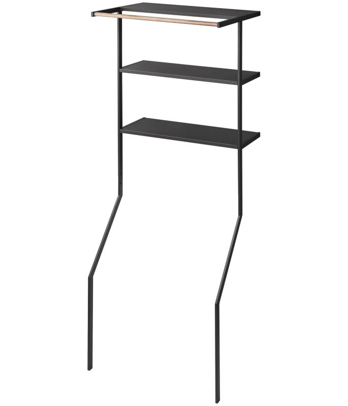 山崎実業(Yamazaki) 立て掛け ランドリーシェルフ ブラック 約W75×D48×H190cm タワー tower ランドリーラック ハンガーバー付き 2483|シオカゼ商店