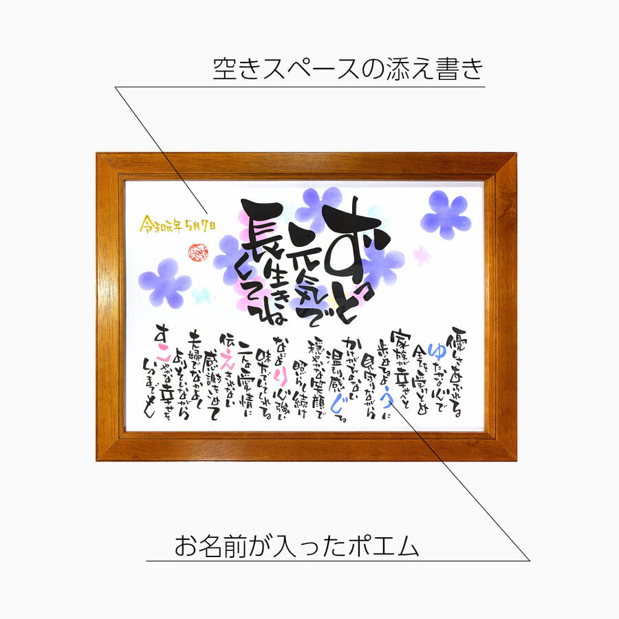 楽天市場 名前が入った言葉の贈りもの B4フレーム推奨サイズ 1人 2人用 おじいちゃんおばあちゃんへの感謝状 健康な毎日への願いをこめて 名前詩ギフト おもいやり家