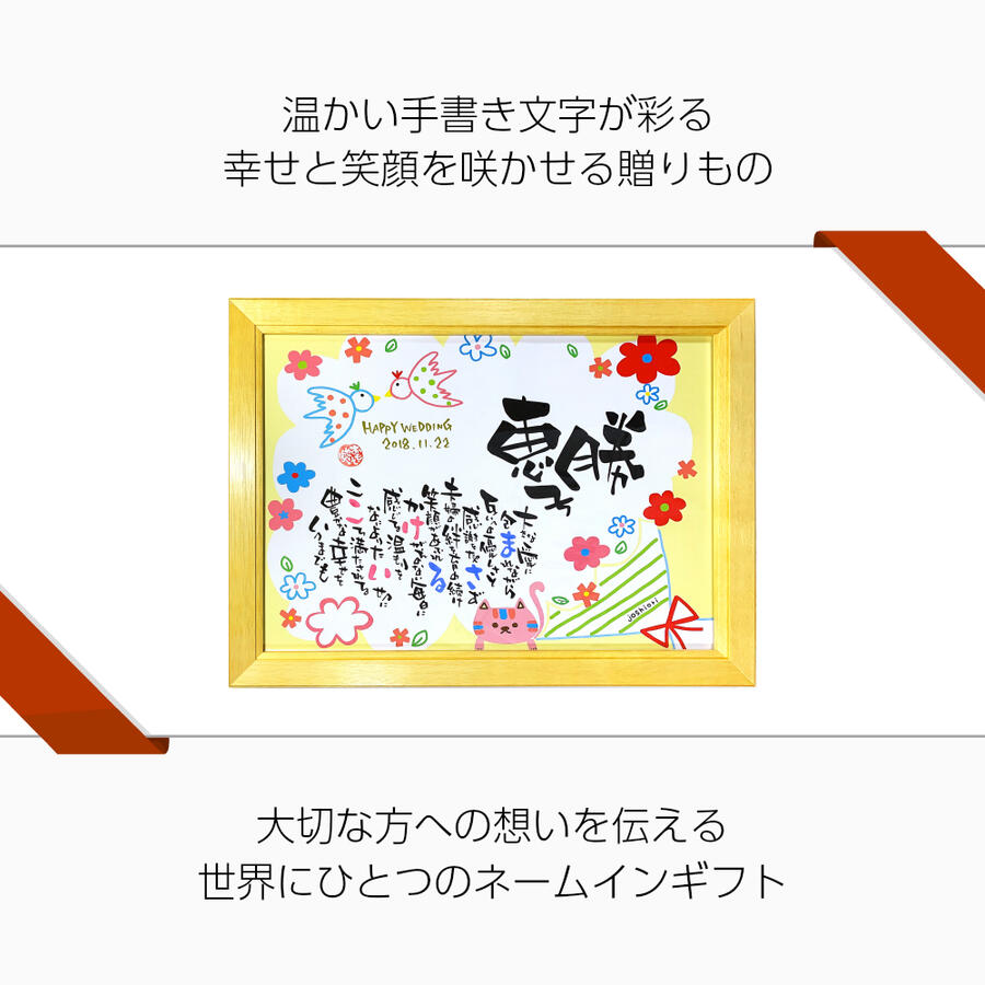 楽天市場 結婚祝い ネームポエム B4フレーム イラストタイプ2人用 結婚式 お祝い 記念品 ウェルカムボード ウェディングボード 友人 プレゼント 名前詩ギフト おもいやり家