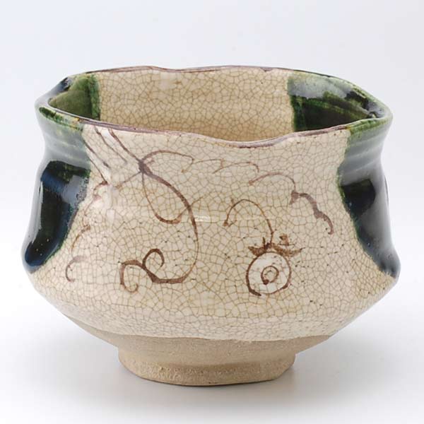 楽天市場】景陶作 織部 平抹茶碗（木箱入り）/ 抹茶碗 景陶作 夏茶碗