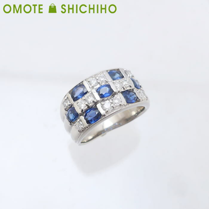 Pt900 サファイア ダイヤモンド リング 指輪 13号 #13 プラチナ S:1.45ct D:0.47ct 9月 4月 誕生石 天然石 レディース ラグジュアリー ジュエリー アクセサリー 美品 仕上げ済み GRJソーティング付 【中古】