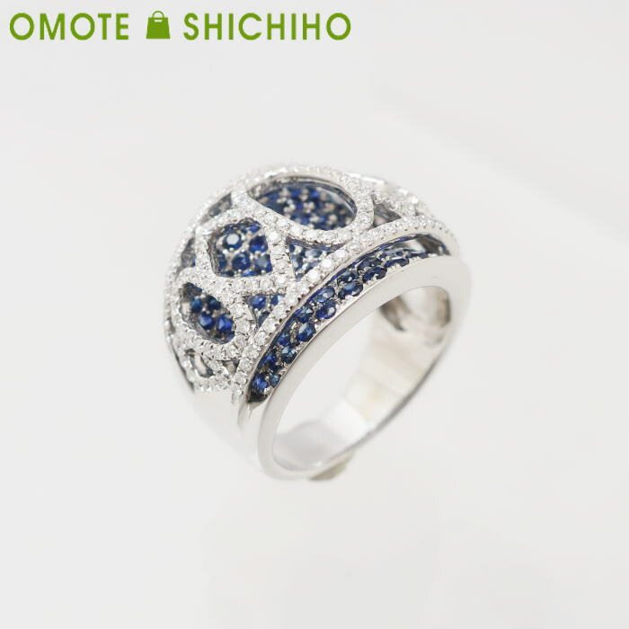 K18 WG サファイア ダイヤモンド リング 12号 S:2.26ct D:0.65ct 18金 750 ホワイトゴールド パヴェ 4月 9月 誕生石 指輪 レディース ジュエリー アクセサリー ラグジュアリー 美品 仕上げ済み GRJソーティング付 【中古】