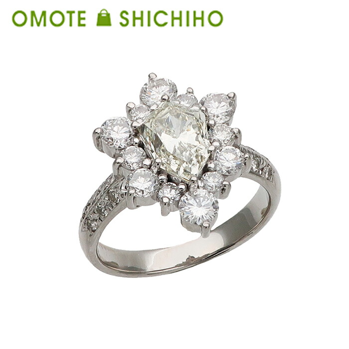 PT900 ファイアローズ カット ダイヤモンド リング 指輪 #15 15号 D:1.426ct 1.23ct プラチナ 4月 誕生石 アクセサリー ジュエリー ラグジュアリー レディース 美品 仕上げ済み 鑑定書 【中古】