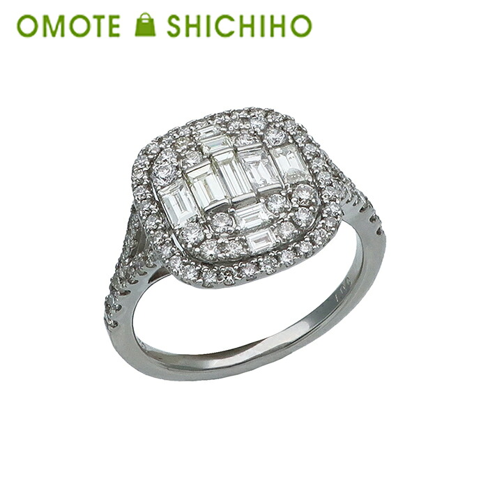PT950 スクエア ダイヤモンド リング 指輪 #12 12号 D:1.00ct プラチナ 角ダイヤ 4月 誕生石 アクセサリー ジュエリー ラグジュアリー レディース 美品 仕上げ済み 【中古】