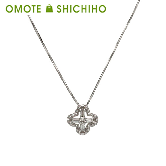 PT850 PT900 ダイヤモンド フラワー ネックレス ペンダント D:0.10ct プラチナ 4月 誕生石 アクセサリー ジュエリー ラグジュアリー レディース 花 美品 【中古】