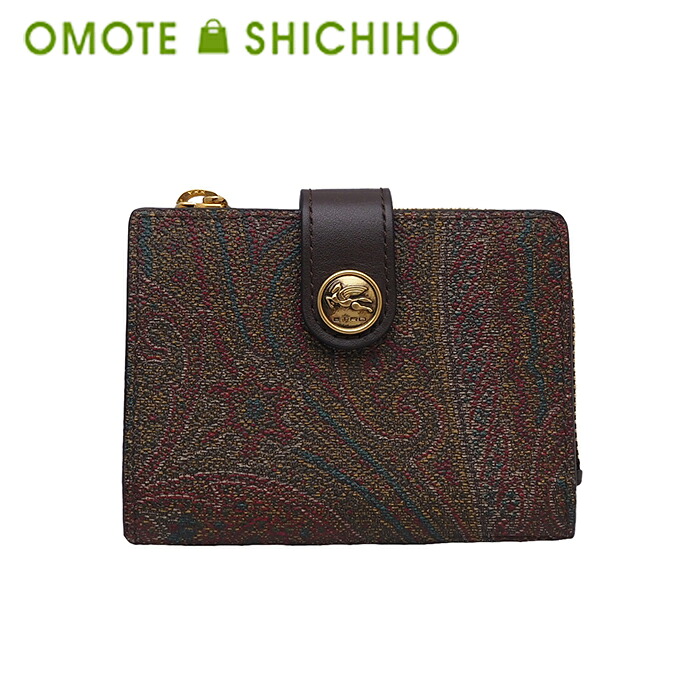 ETRO エトロ ぺガソ 品目 ウォレット 二つ折り パウダーコンパクト 銭入れ ペイズリー PVC WP2D0014 赤銅色 赤銅色 メンズ レディース 美品【中古】