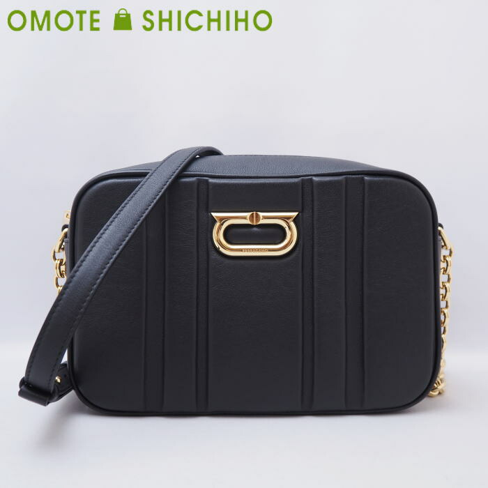 Salvatore Ferragamo ガンチーニ カメラバッグ 本革 ブラック Salvatore Ferragamo - 美品 フェラガモ □ ショルダーバッグ