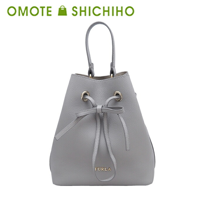 FURLA フルラ コスタンザ バケットバッグ 2way 巾着 ハンドバッグ レザー ショルダーバッグ グレー レディース 美品【中古】｜おもて質舗