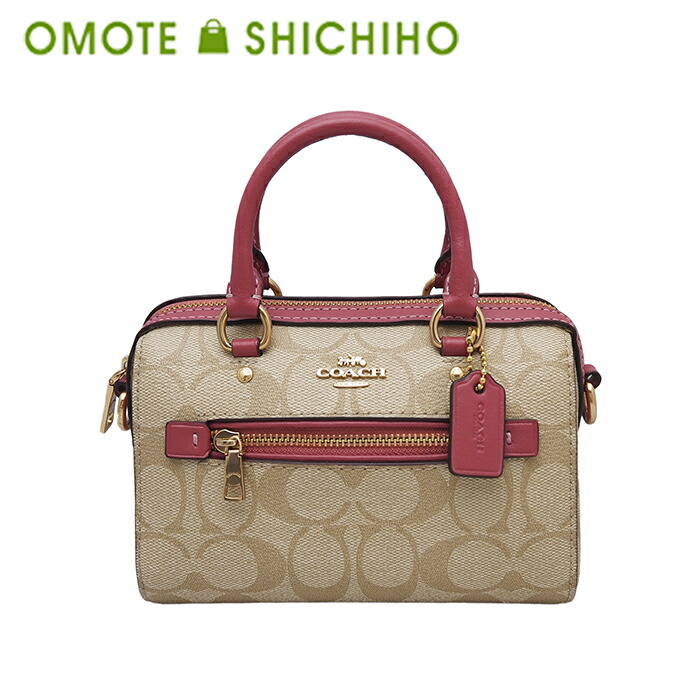 COACH コーチ ミニ ローアン 2way バッグ ショルダーバッグ ハンドバッグ PVC シグネチャー ピンク ベージュ ゴールド金具 C9947 レディース 美品【中古】｜おもて質舗