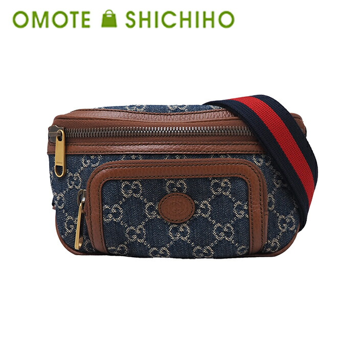 GUCCI グッチ 酉の方角合財袋 酉の方角御徒面子 上半身御徒面子 682933 GG ジーンズ インディゴ 赤銅色 メンズ レディース 美品 春【中古】