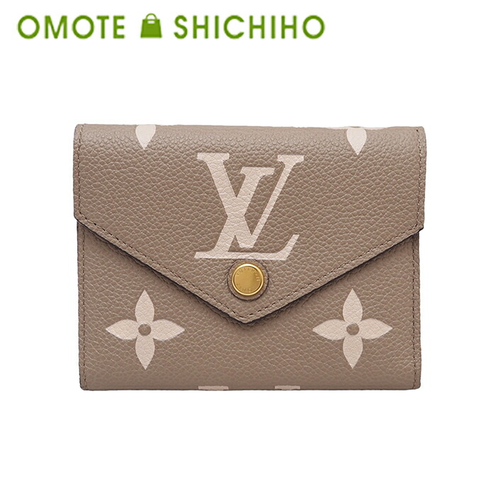 Louis Vuitton ルイヴィトン ポルトフォイユ ヴィクトリーヌ コンパクト ウォレット 三つ折り 財布 バイカラー モノグラム アンプラント レザー M81861 IC トゥルトレールクレーム ベージュ レディース 美品【中古】｜おもて質舗